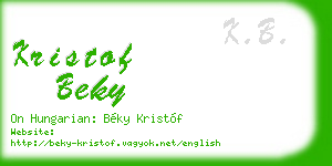 kristof beky business card